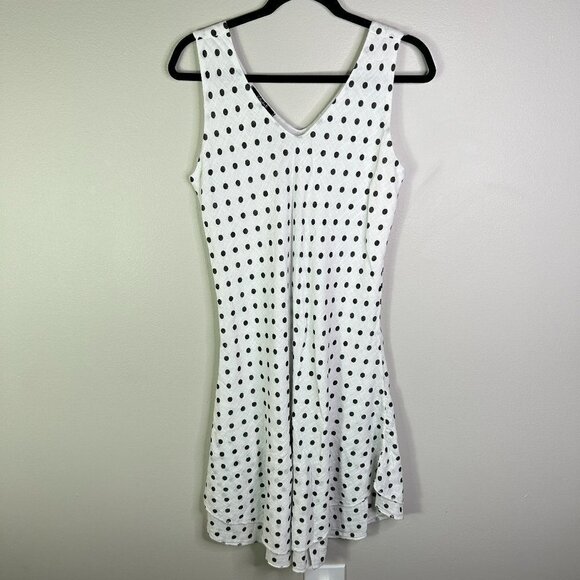 Charlie B Women's White Dress with Black Dots Midi Dress Size L - NWT - Picture 1 of 8